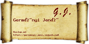 Germányi Jenő névjegykártya
